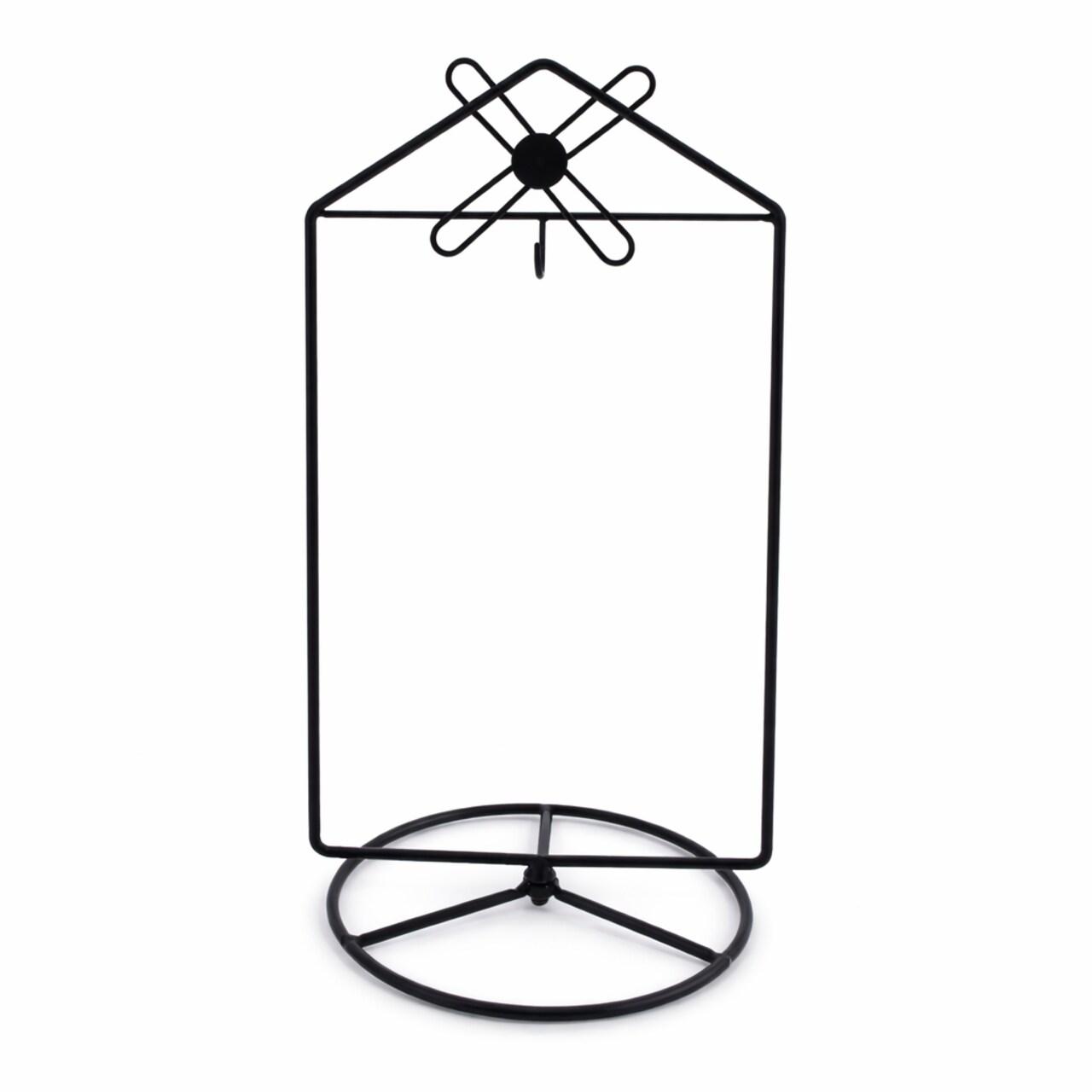 Black Windmill Roof House Hanging Photo Picture Frame and Metal Ornament Stand 10.15 Inches